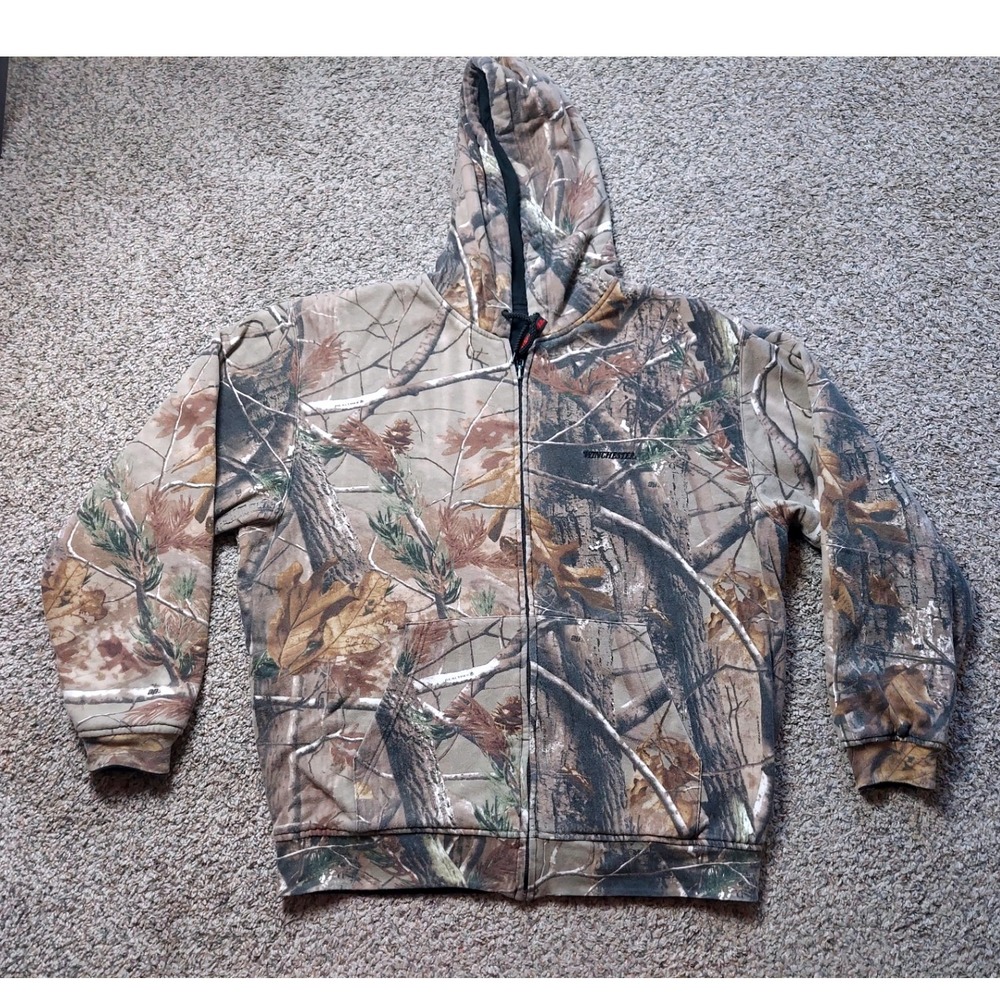 Winchester Hoodie Mens XL Camo Realtree Full Zip Rugged Sportsman Outdoors Hoody